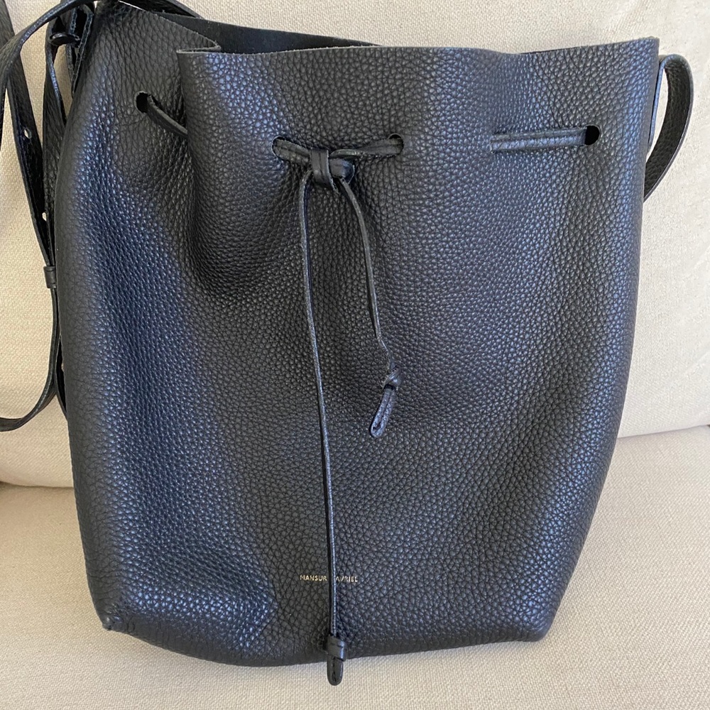 Mansur Gavriel large black tumbled leather bucket